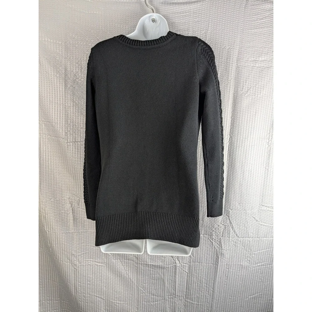 C Wonder Black Cable Knit Studded Cardigan Sweater XXS Gold Buttons Pockets - Picture 8 of 13